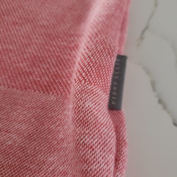 Perry Ellis Men's Top  Collar Size Large Salmon Horizonal stripes Casual - Picture 5 of 7